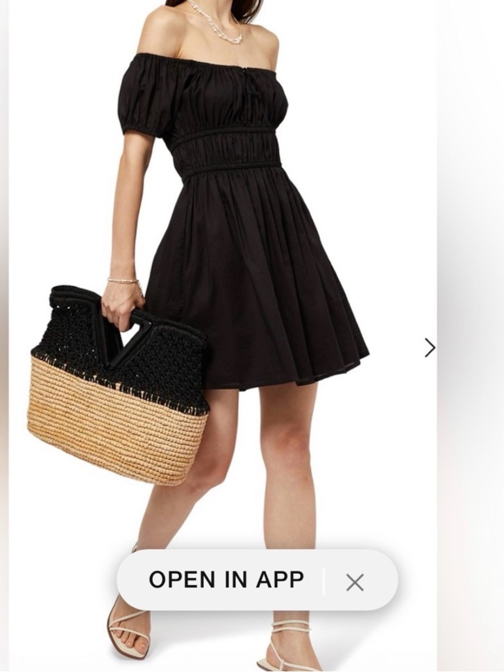 Faithfull the Brand Black Short Puff Sleeve Mini Dress - Picture 3 of 11